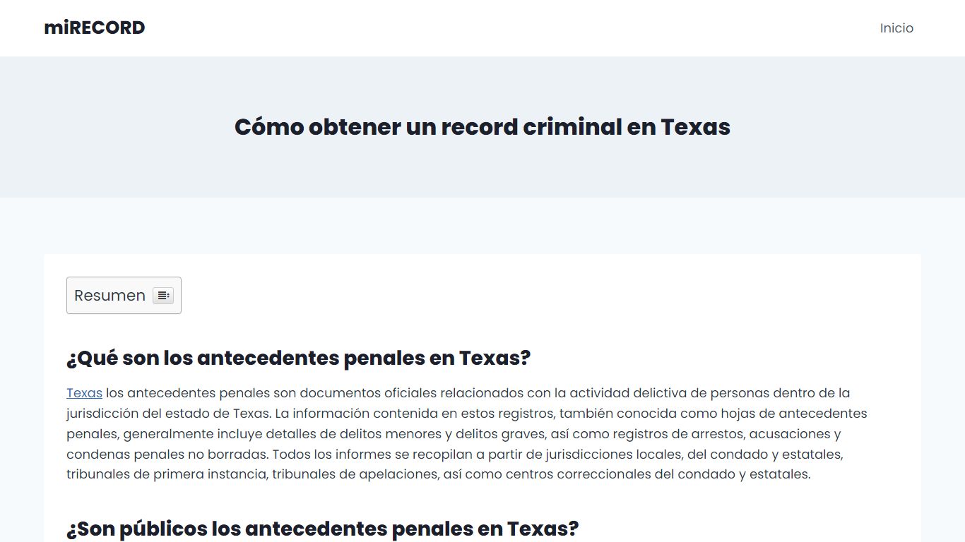 Cómo obtener un record criminal en Texas - miRECORD